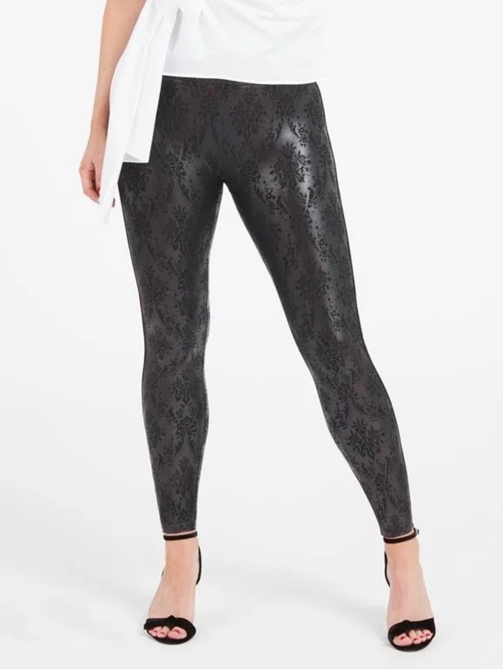 SPANX Black Jacquard Shine Leggings